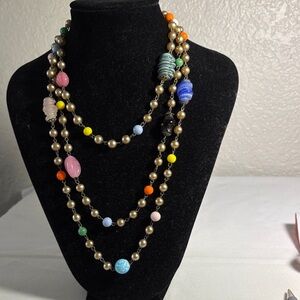 Multicolor Beaded Necklace with Gold Accents